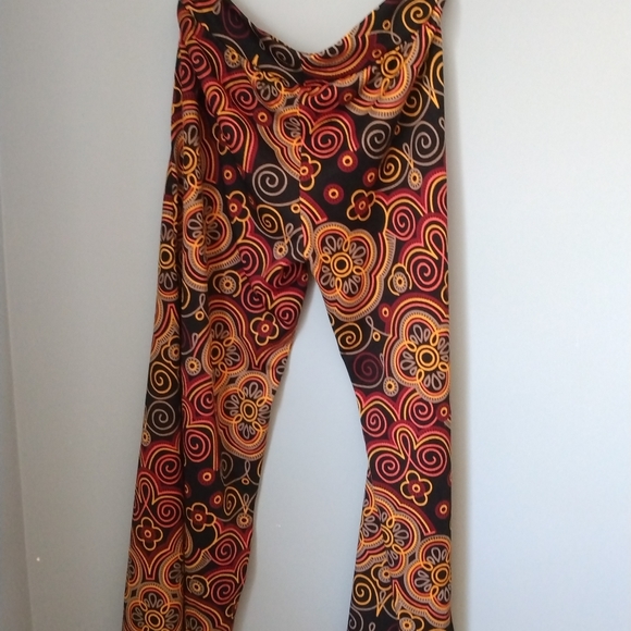 Aryeh Black and Orange Bell Bottom Pants XL Palazzo Wide Leg Stretchy - Picture 1 of 4